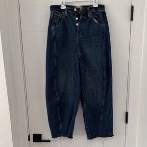 Dark Wash Baggy Barrel Jeans